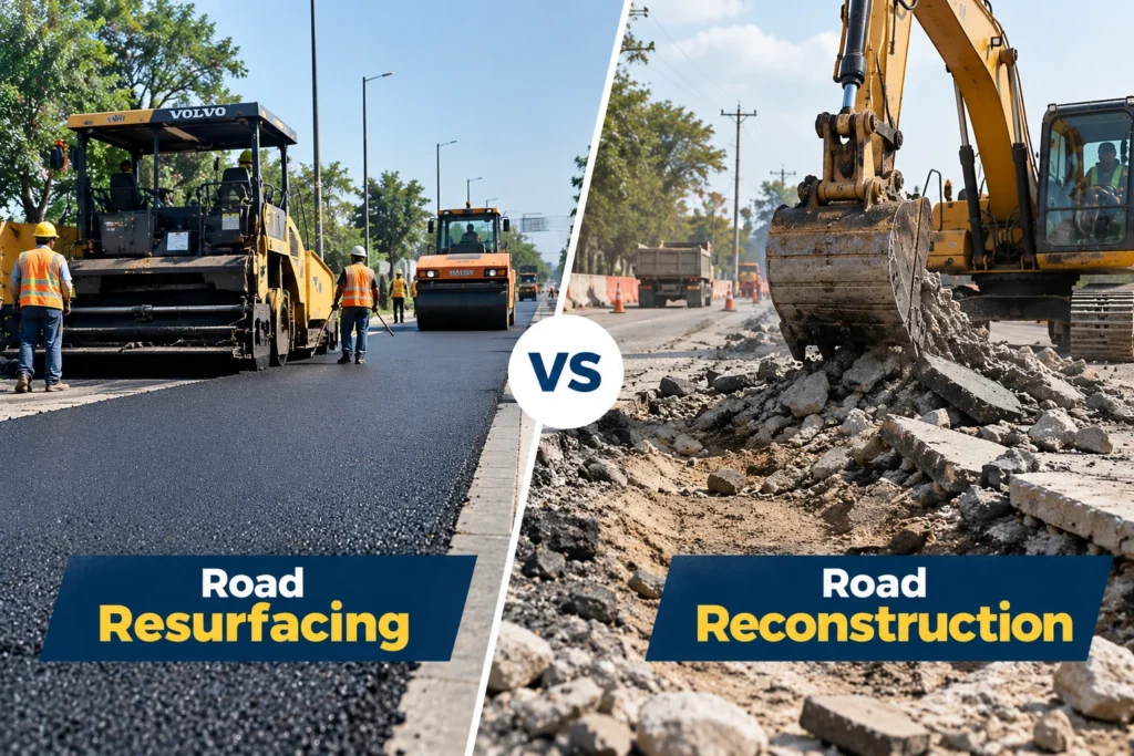 road resurfacing vs reconstruction